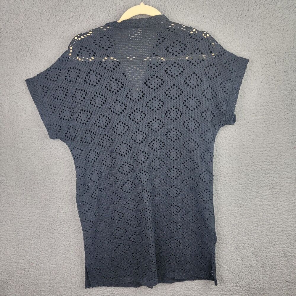 R & R Sport Swim Cover Up Women S Black Crochet Metal Buttons Beach Boho Vintage - Picture 2 of 16